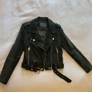 Blank NYC Dark Green Suede Biker Jacket